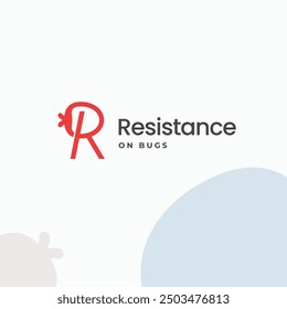 Letra R con concepto de diseño de logotipo moderno de escarabajo. Ilustración vectorial