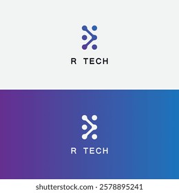 Letter R biotechnology vector logo template. This logo use molecule symbol. Suitable for biology and chemistry.
