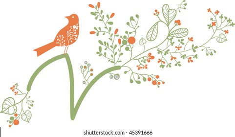 letter r with bird