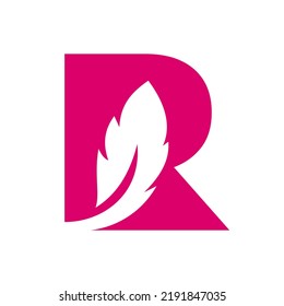 Letter R Bird Feather Logo Design Concept For Law Identity Vector Template