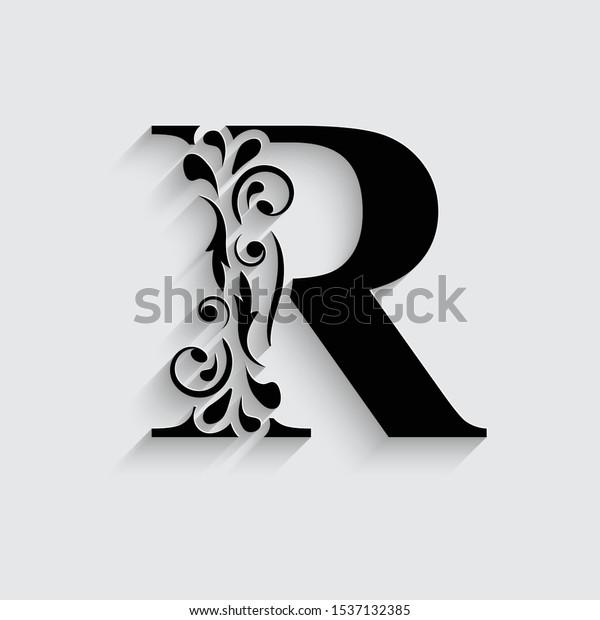 Letter R Black Flower Alphabet Beautiful Stock Vector (Royalty Free ...