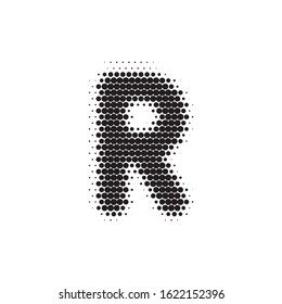Letter R black halftone pattern font