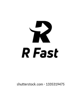 Letter R black logo with negative space arrow logo for business, transportation, delivery company isolated on white background. - Vector Illustration
