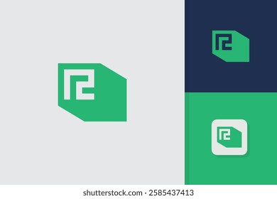 letter r block logo design template