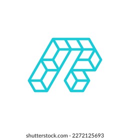Letter r block monogram geometric creative logo