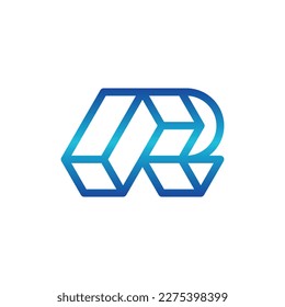 Letter r block monogram line modern design