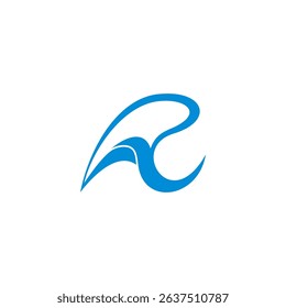 letter r blue waves beach sport symbol logo vector 