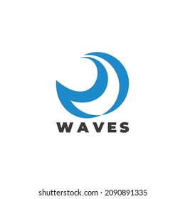 Buchstabe r blaue Wellen, geometrisches Logo, Vektorgrafik