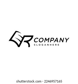 letter R and book logo icon and vector 