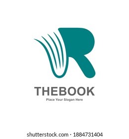 Letter R with book or paper logo template. Suitable for business, web, education, online store, and identity symbol