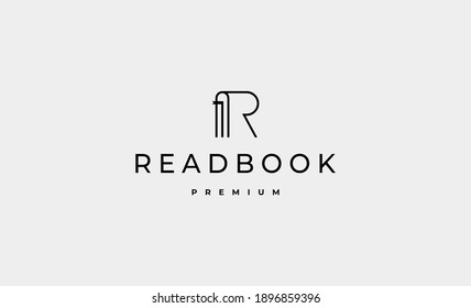 letter R Book Read Logo Design Vector Illustration