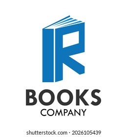 Letter r with books logo template illustration