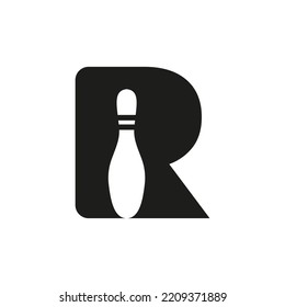 Letter R Bowling Logo. Bowling Ball Symbol Vector Template