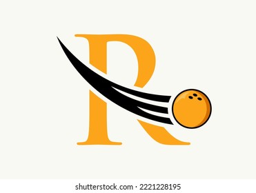 Buchstaben W Bowling Logo. Bowling-Ball-Symbol mit bewegter Ball-Vektorvorlage