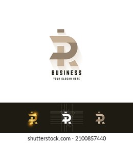 Buchstaben R oder bpR-Monogramm-Logo mit Gitterdesign