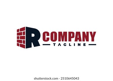 letter R brick building logo