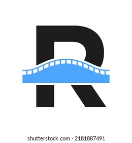 Letter R Bridge Logo for Transportation, Journey and Construction Business Vector Template