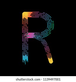 letter R bright isolated on black background