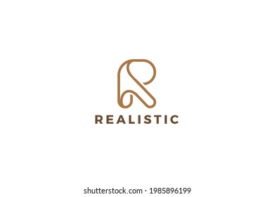 Letter R brown color line art minimal logo