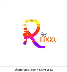 Letter R brush colorful, rainbow alphabet branding concept. Font style, vector design template elements for your application or company.