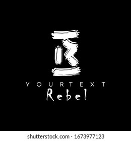 Letter R brush style. Vector template.