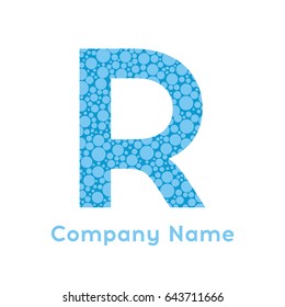 Letter R Bubbles Vector. Blue Bubble Design Vector Illustration. Letter vector design template elements for your application or corporate identity.