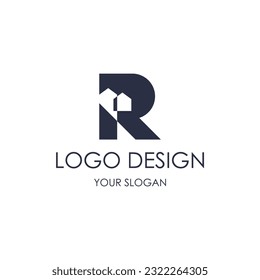 Letter R Building Logo. R Letter House Design Vector