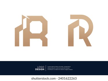 Letter R building real estate logo design collection.