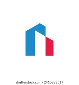letter r building tall simple geometric logo vector 