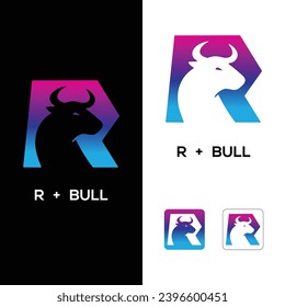 letter r with bull logo design icon