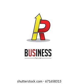 letter R business or finance logo design with arrow of chart symbol