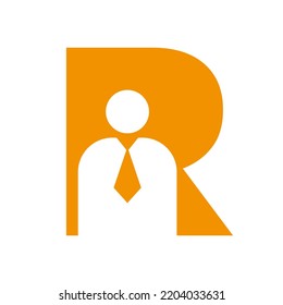 Letter R Business Man Symbol  for Insurance, Secure And Success Vector Template