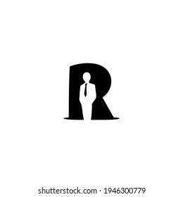 letter R  and business man vector logo illustration