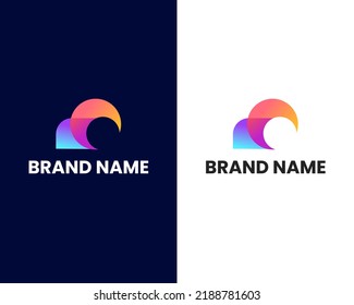 Design-Vorlage für Buchstaben r und c mit modernen Logos