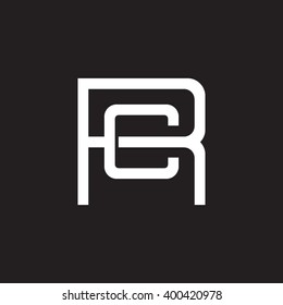 letter R and C monogram square shape logo white black background