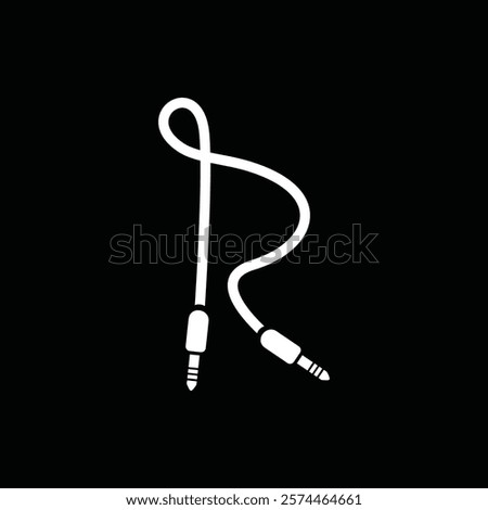 Letter R Cable Jack Logo Design Vector Icon Graphic Symbol Illustration