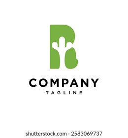 Letter R cactus Logo Icon Vector