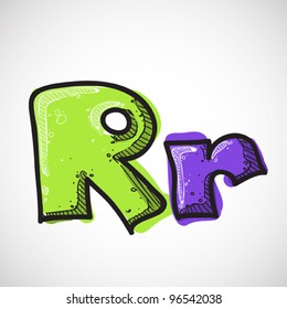 Letter R from candy alphabet. Vector illustration