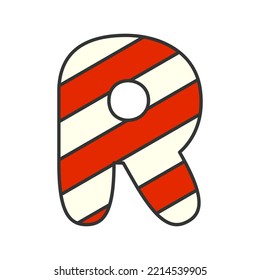 Letter R Candy Cane, vector illustration