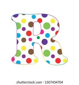 letter R. cartoon fun letters. alphabet for kids. Children's font. dot texture