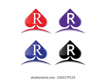 Letter R Casino Logo Design Vector Template . Poker Casino Vegas Logo Template