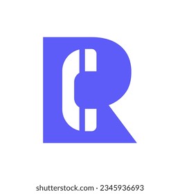 Letter R Cell Phone Logo. Communication Symbol With Phone Icon