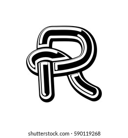 Letter R Celtic font. norse medieval ornament ABC. Traditional ancient manuscripts alphabet
