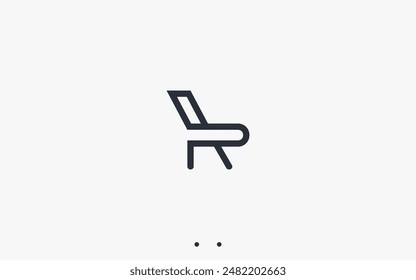 letter r with chair logo design vector silhouette illustration