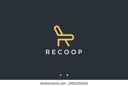 letter r with chair logo design vector silhouette illustration