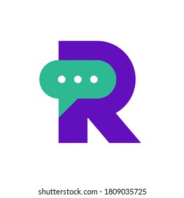 Letter R chat bubble communication logo