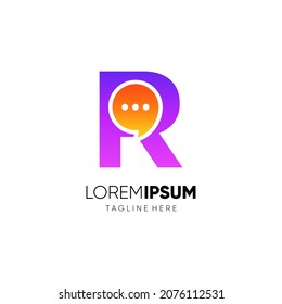 Letter R Chat Bubble Logo Design Vector Icon Graphic Emblem Illustration Background Template