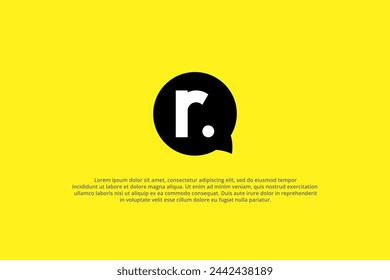 letter r and chat icon with yellow background logo