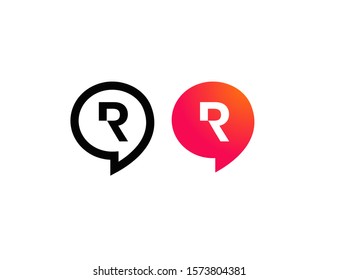 Letter R Chat Talk Logo design template vector illustration