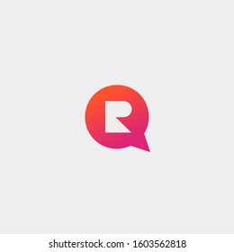 Letter R Chat Vector Template Logo Design